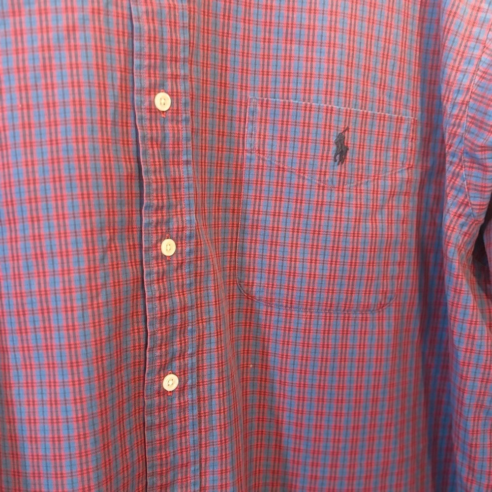 Ralph Lauren Shirt Mens XXL Big Red Plaid Button Down Casual Preppy Oxford Pony - Picture 3 of 4
